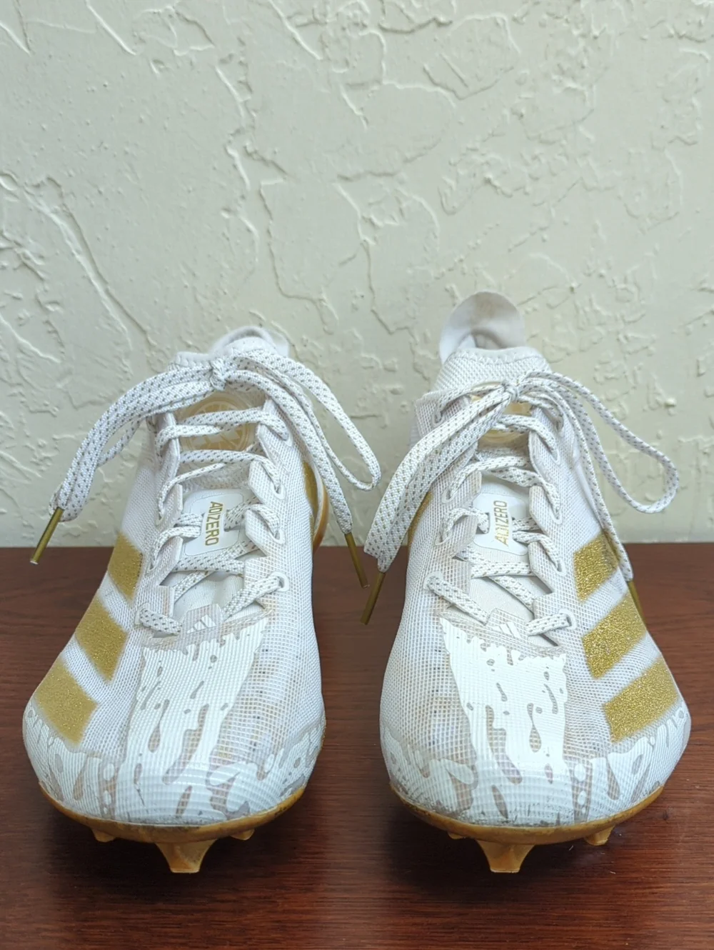 adidas Gold & White Adizero Electric Football Cleats Size 10.5